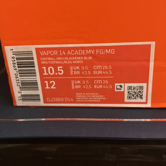 NIKE VAPOR 14 ACADEMY FG/MG SOCCER CLEAT GREY SIZE MEN'S 10.5 [DJ2869-05… - Picture 2 of 2